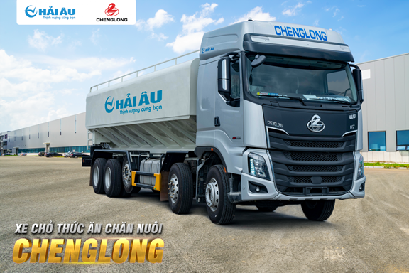 XE CHỞ THỨC ĂN CHĂN NUÔI (XE BỒN CHỞ CÁM) - 32 KHỐI - CHENGLONG HẢI ÂU